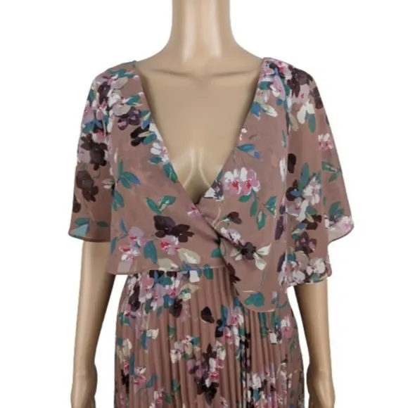 ASOS Floral Print Pleated Skirt Midi Dress 4