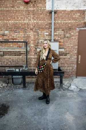 aurora dress in brown leopard
