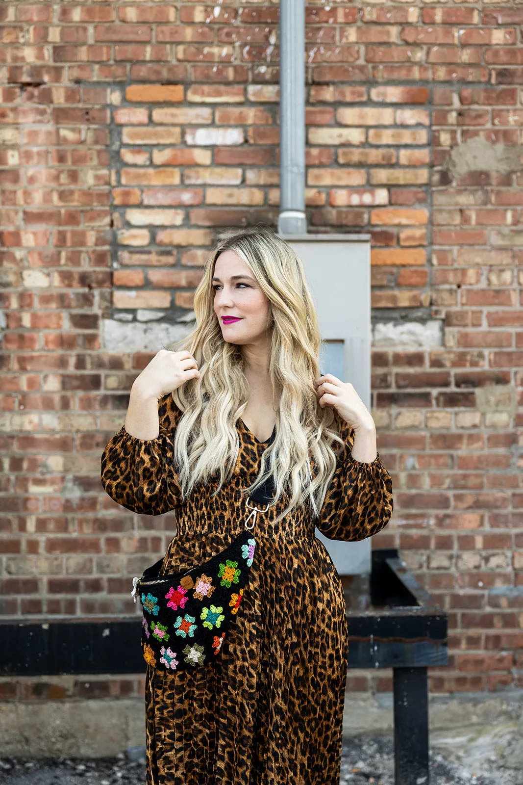 aurora dress in brown leopard