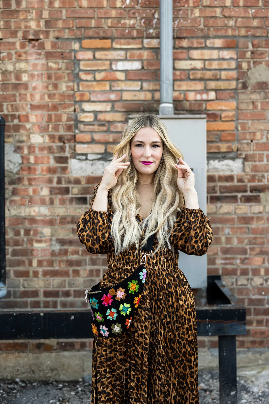 aurora dress in brown leopard