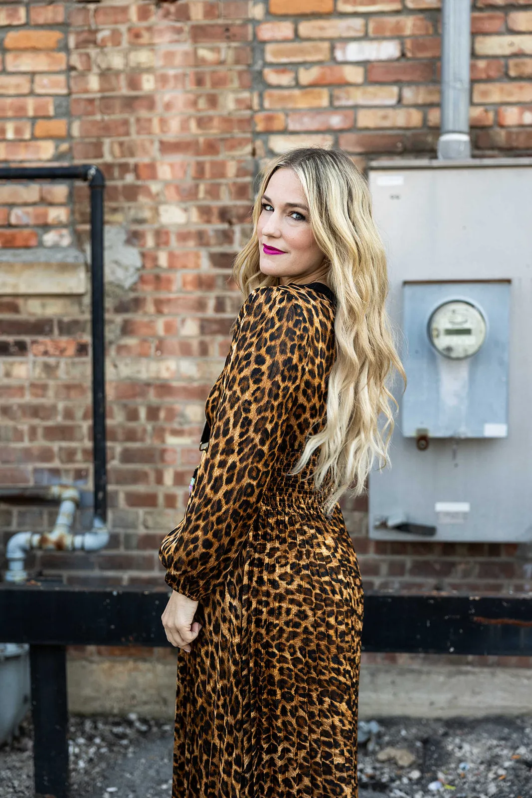 aurora dress in brown leopard