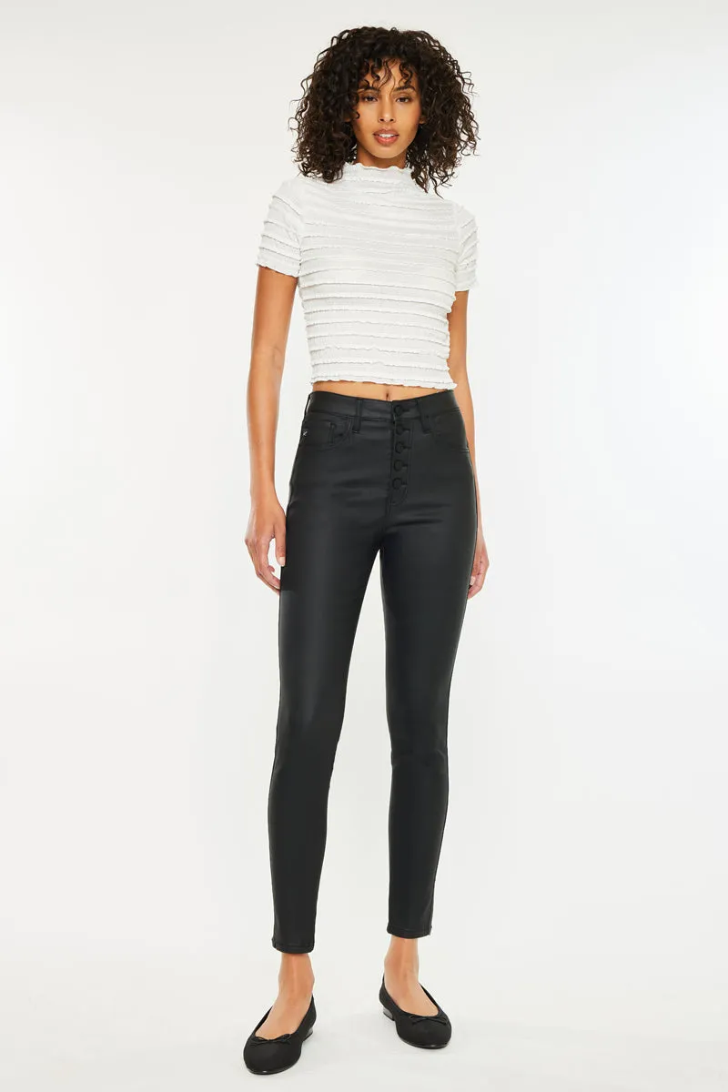 Autumn High Rise Faux Leather Ankle Skinny Pants