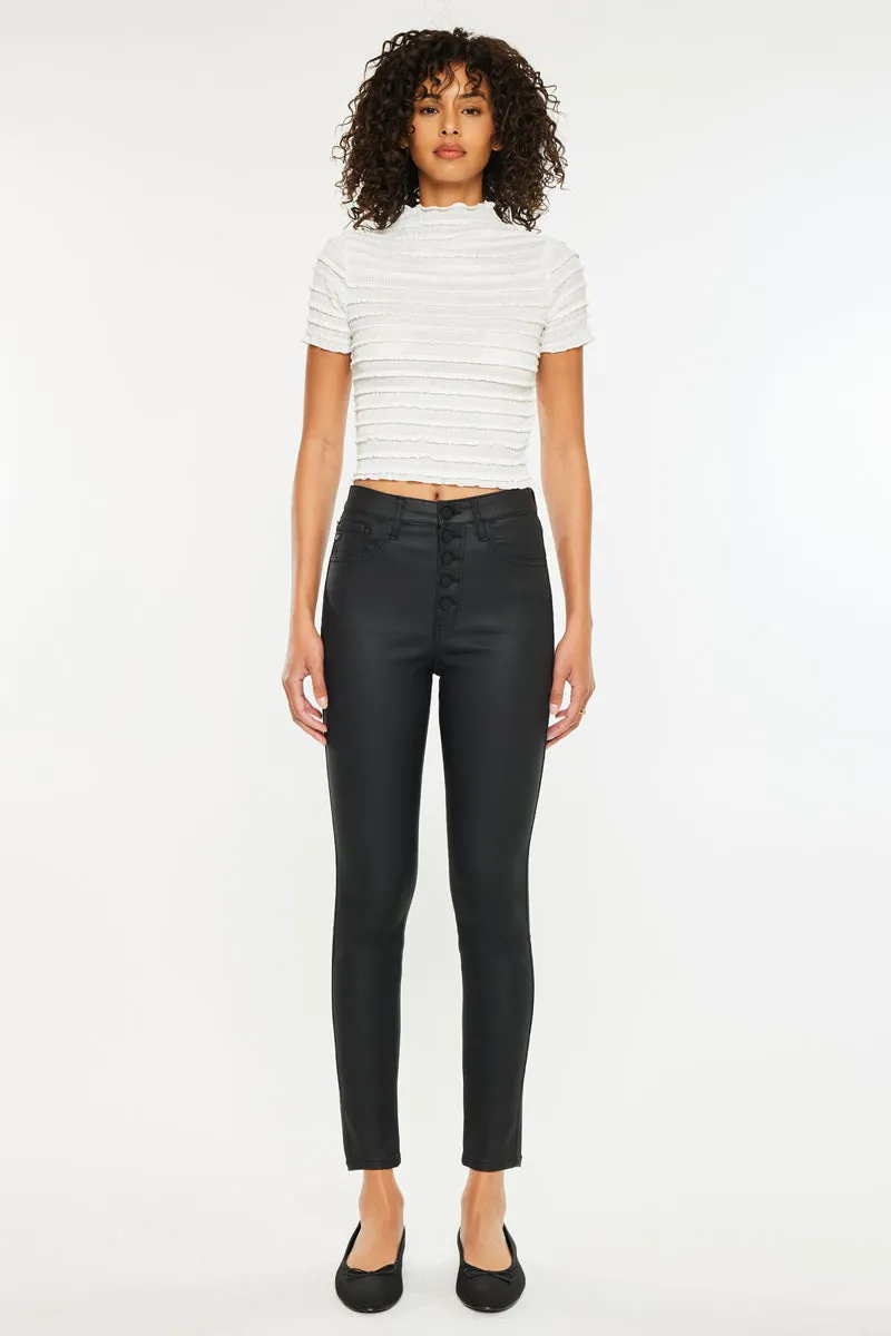 Autumn High Rise Faux Leather Ankle Skinny Pants