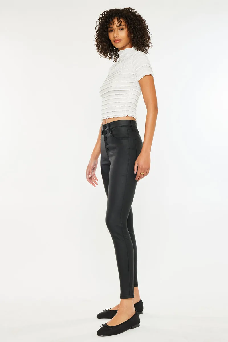 Autumn High Rise Faux Leather Ankle Skinny Pants