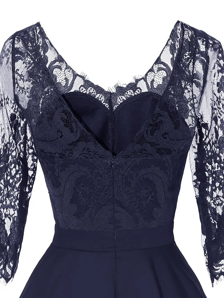 Autumn Long Sleeve V Neck Lace Dress