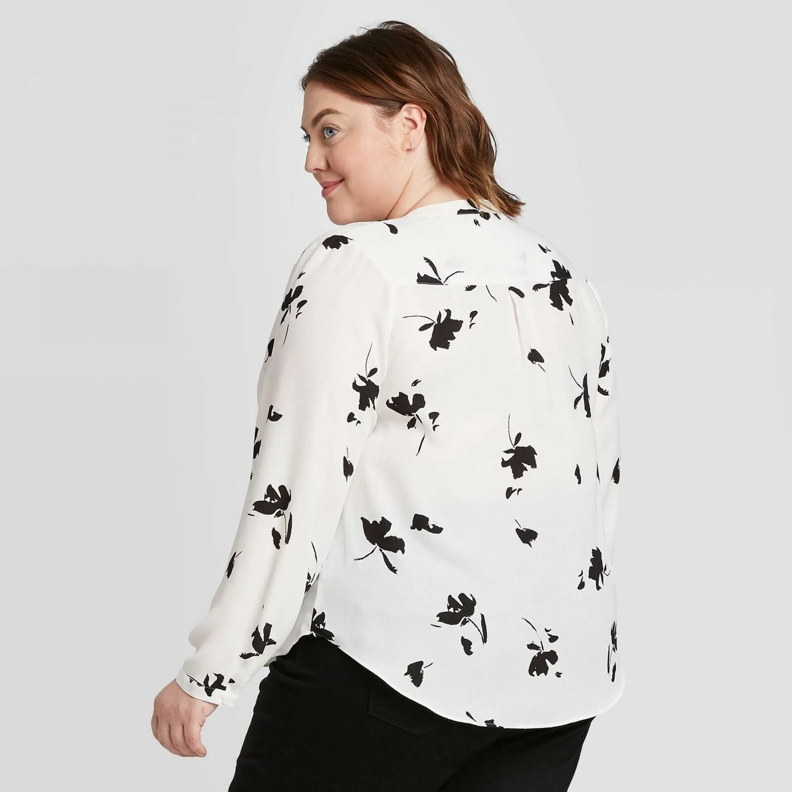 Ava & Viv Women's Plus Size Floral Print Long Sleeve Blouse