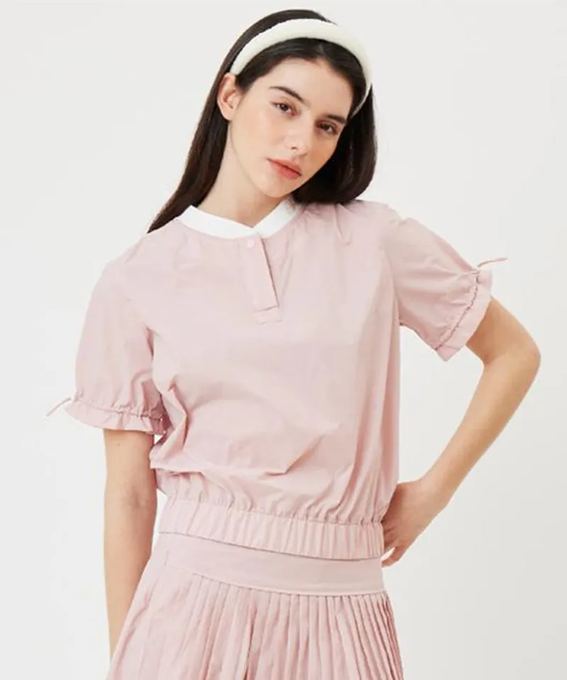 AVEN Shirring Short Sleeve Anorak - Pink