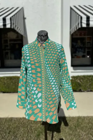 Averardo Bessi Mandarin Collar Silk Blouse in Gallery 052