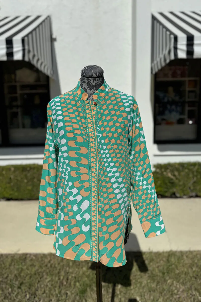 Averardo Bessi Mandarin Collar Silk Blouse in Gallery 052