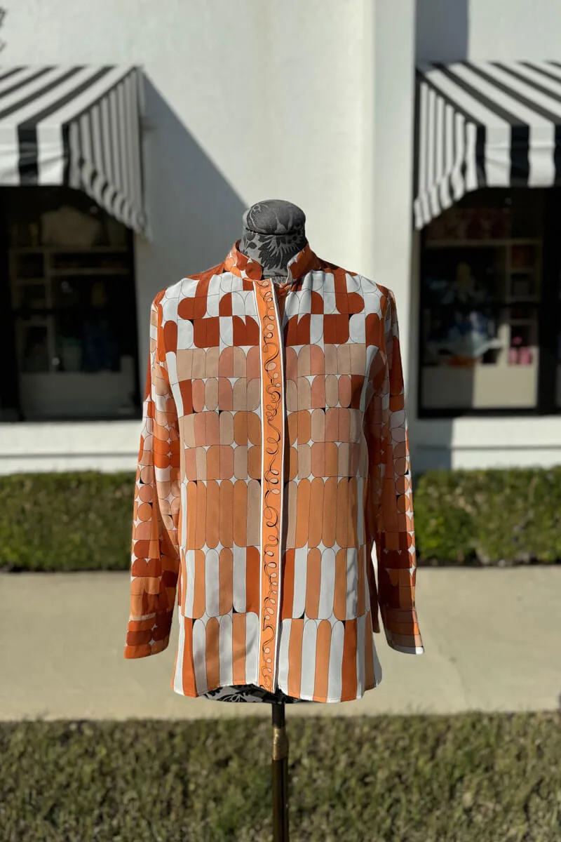 Averardo Bessi Mandarin Collar Silk Blouse in Piccolo 026