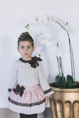 AW17 Dolce Petit Girls Dusky Pink & Beige Skirt Set 2248-2/3