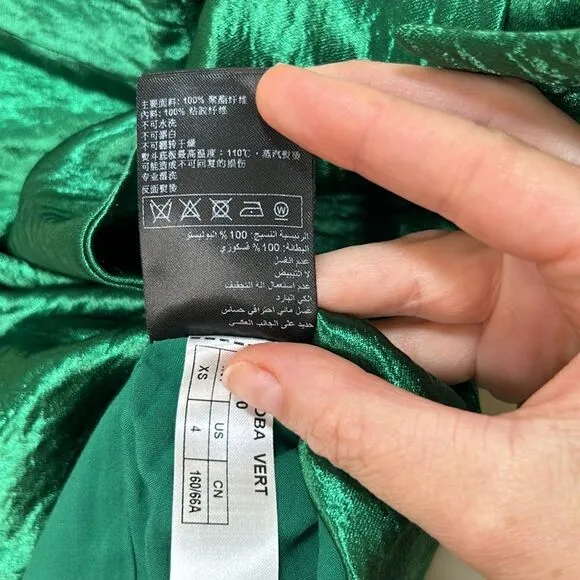 BA&amp;SH - NWT Women’s Mini Skirt, &quot;Jupe Cobalt&quot; Satin Wrap - Green Extra Small / 0