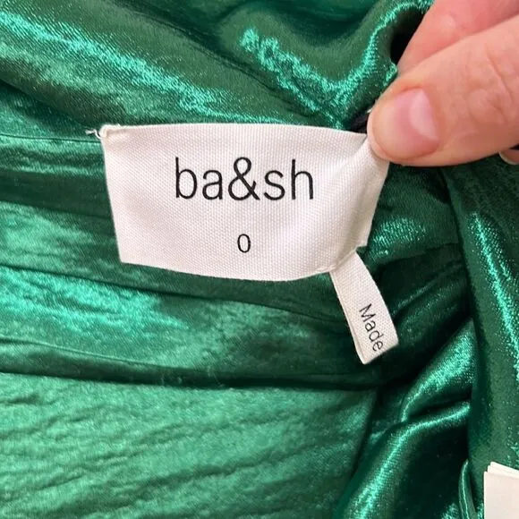 BA&amp;SH - NWT Women’s Mini Skirt, &quot;Jupe Cobalt&quot; Satin Wrap - Green Extra Small / 0