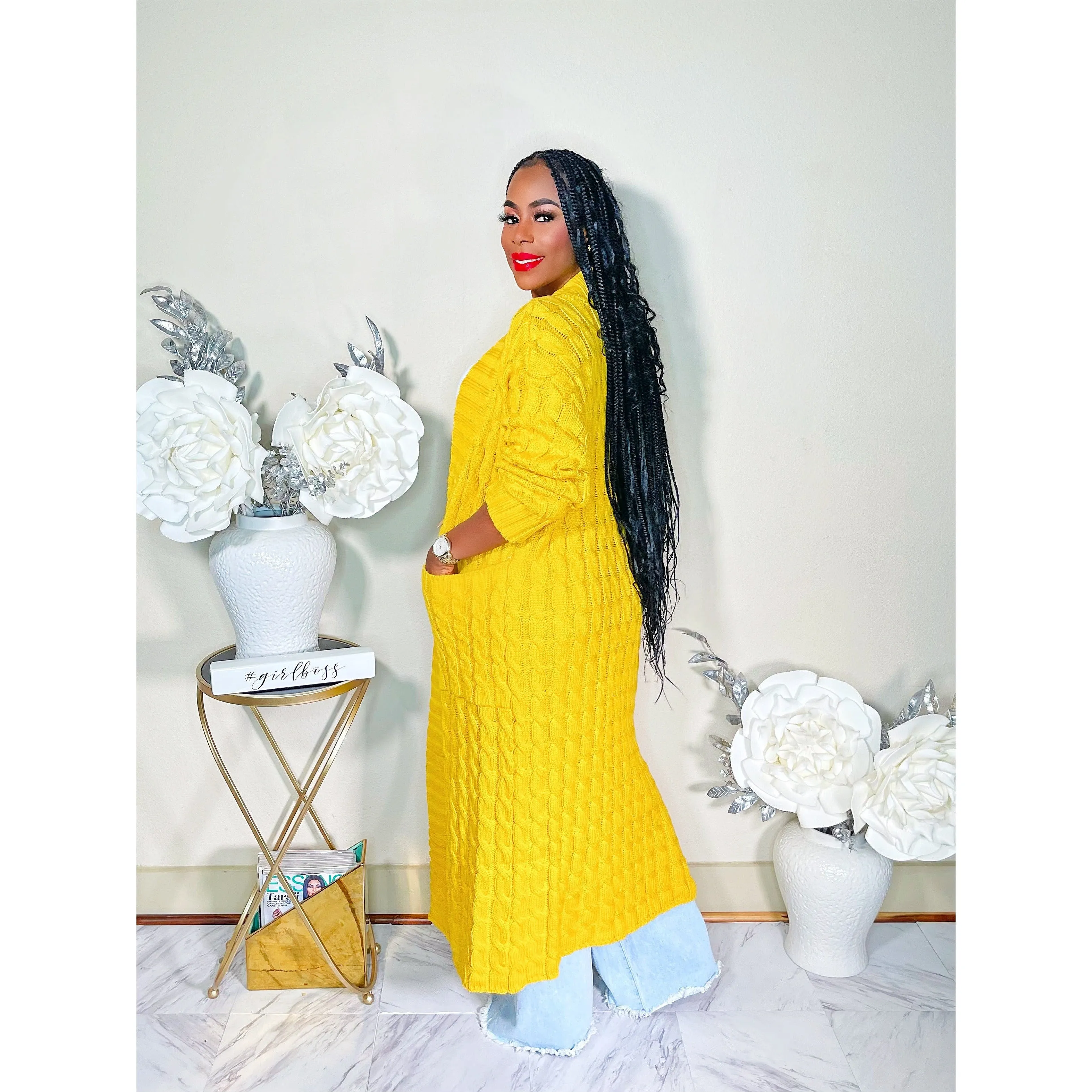 BABE ITS COLD MAXI KNIT OVERSIZED CARDIGAN (YELLOW)