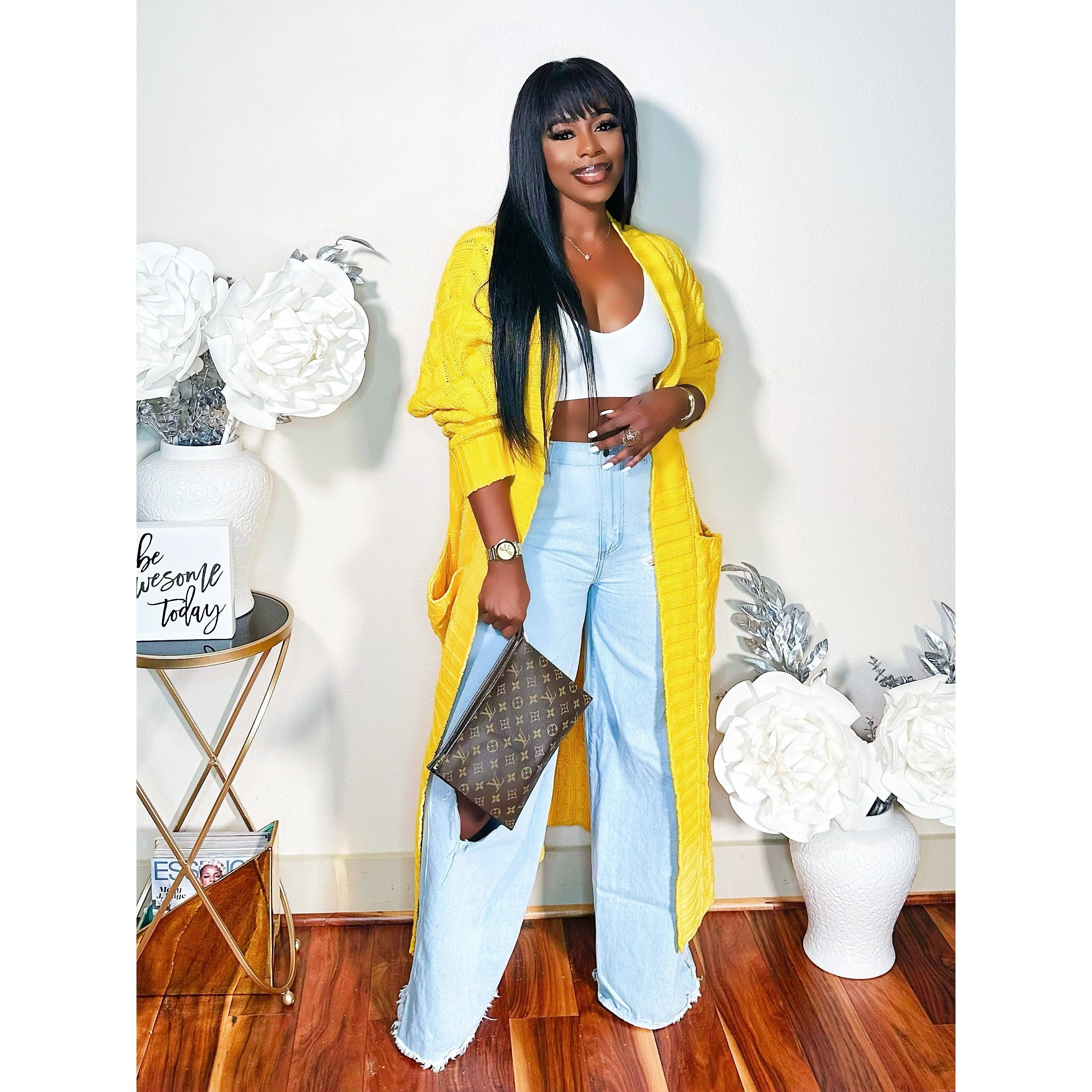 BABE ITS COLD MAXI KNIT OVERSIZED CARDIGAN (YELLOW)