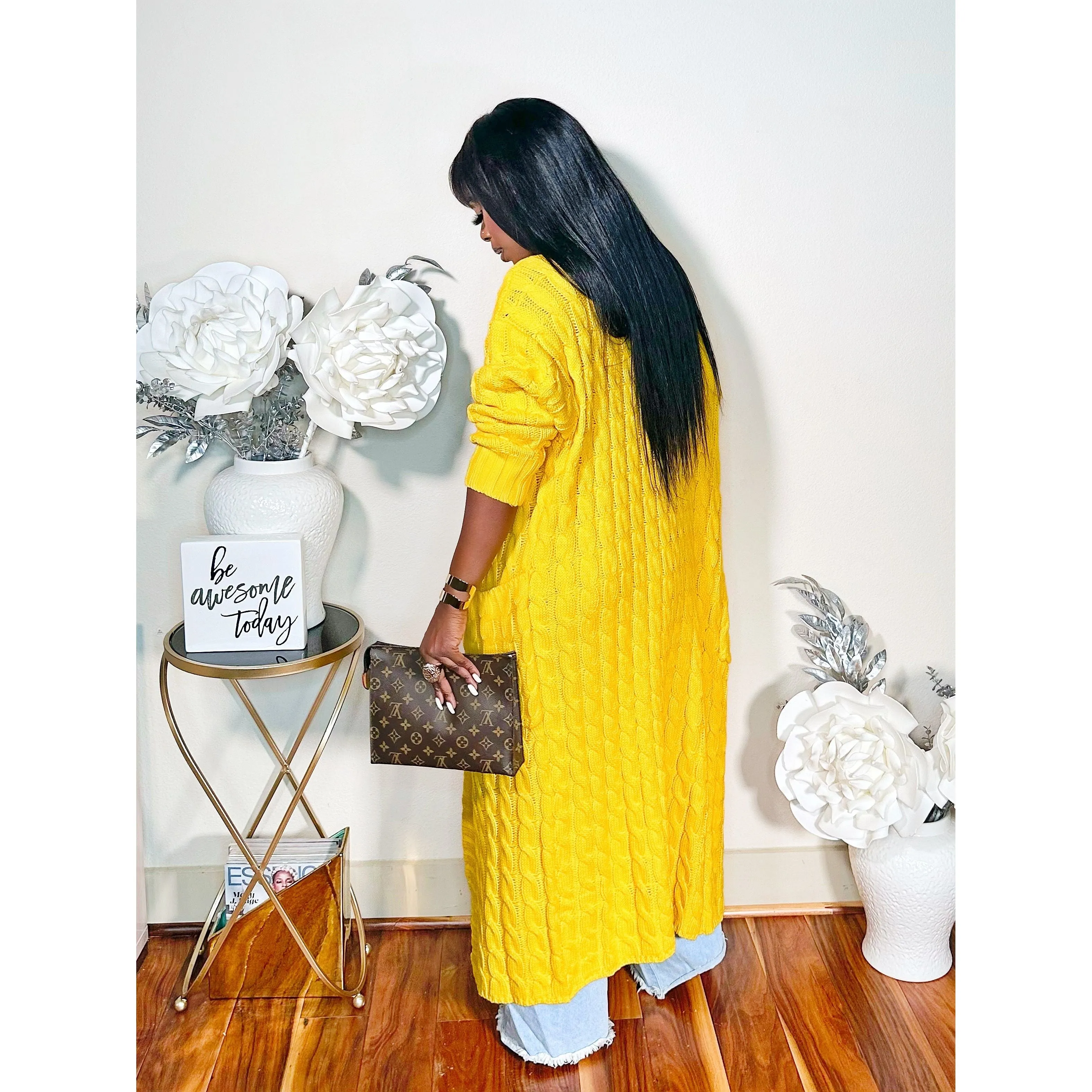 BABE ITS COLD MAXI KNIT OVERSIZED CARDIGAN (YELLOW)