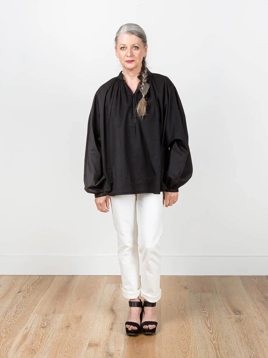 balloon sleeve blouse - black