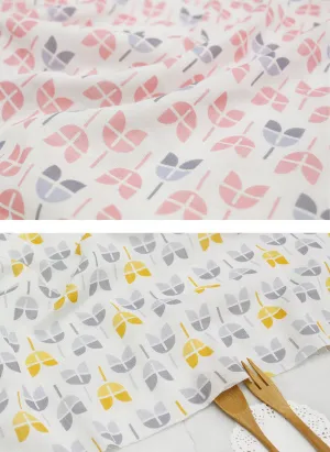 Bamboo Cotton Gauze - Tulips - Pink, Green, Yellow or Solid Off White - 44" Wide - By the Yard 75361
