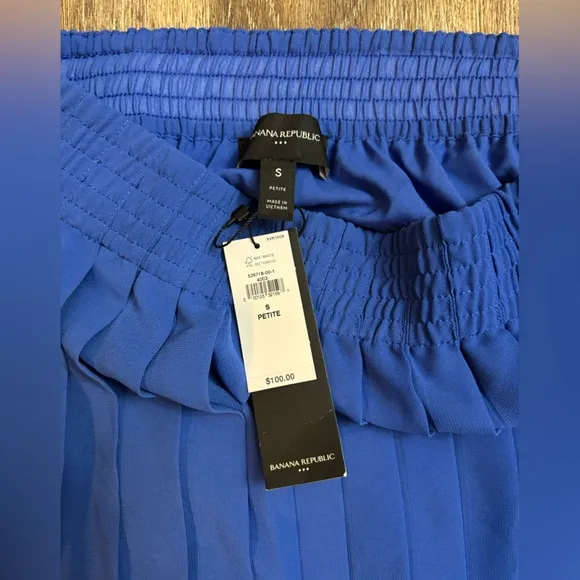 Banana Republic | NWT Pleated Ruched Waist Maxi Skirt Cobalt Blue, Small Petite