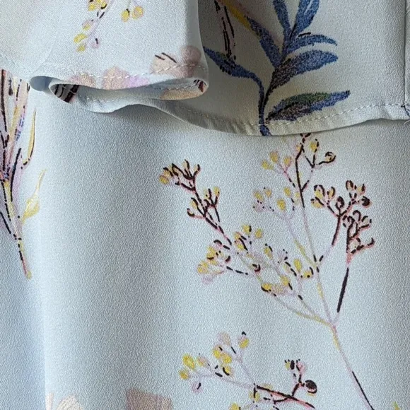 Banana Republic Spring Floral Faux Wrap Maxi Dress Sz 10 Petite Soft Blue