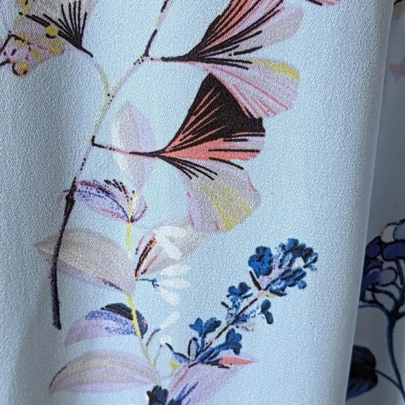 Banana Republic Spring Floral Faux Wrap Maxi Dress Sz 10 Petite Soft Blue