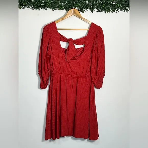 Band Of The Free JOSETTE RED PUFF SLEEVE MINI DRESS Size Medium