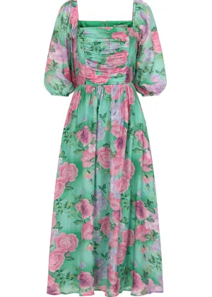 Banned Sandy Flower 70's Maxi Dress Green