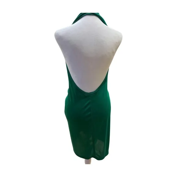 Bcbgmaxazria Emerald Green Lella Halter Bodycon Tassel Tie Mini Dress Small🔥💚