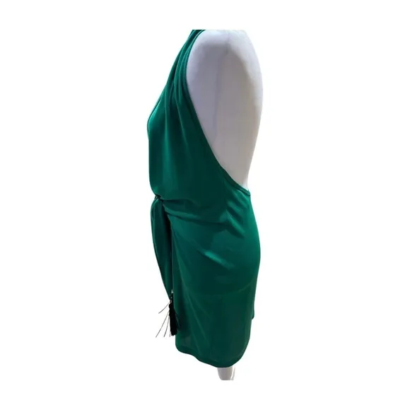 Bcbgmaxazria Emerald Green Lella Halter Bodycon Tassel Tie Mini Dress Small🔥💚