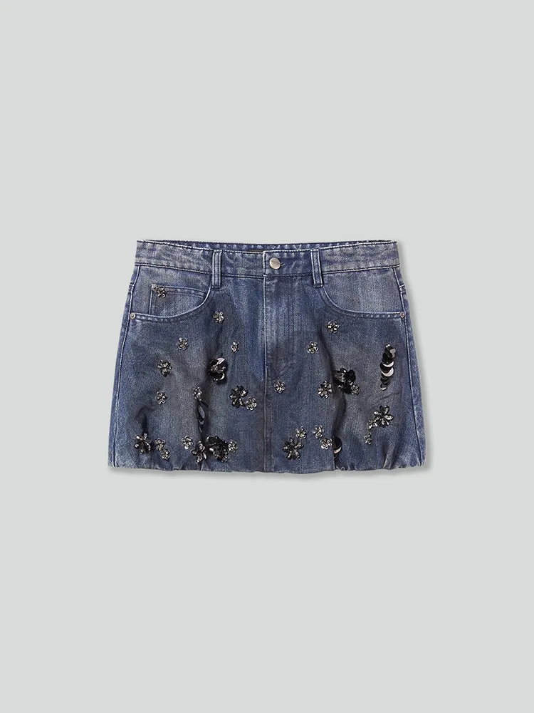 Beaded Glitter Mini Skirt