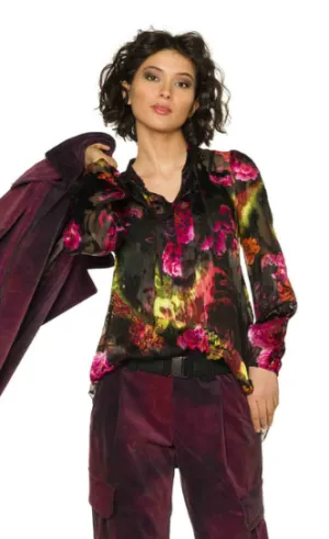 Beate Heymann Black/Pink Peony Blouse