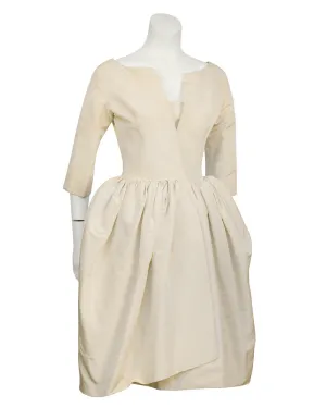 Beige Silk Robe du Soir