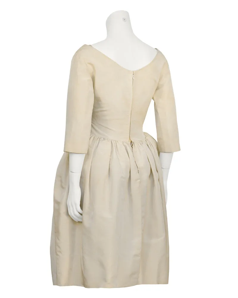 Beige Silk Robe du Soir