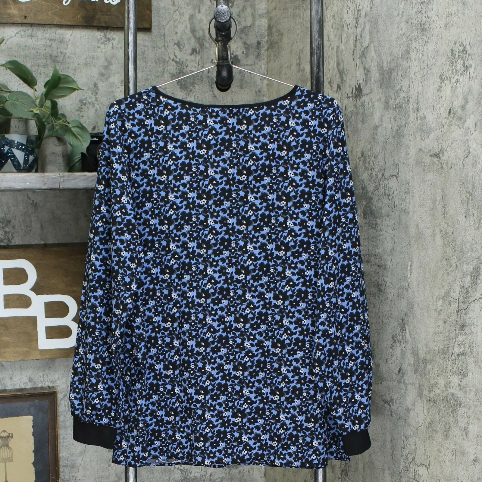 Belle by Kim Gravel Mesh And Crochet V-Neck Blouse With Rib Cuffs