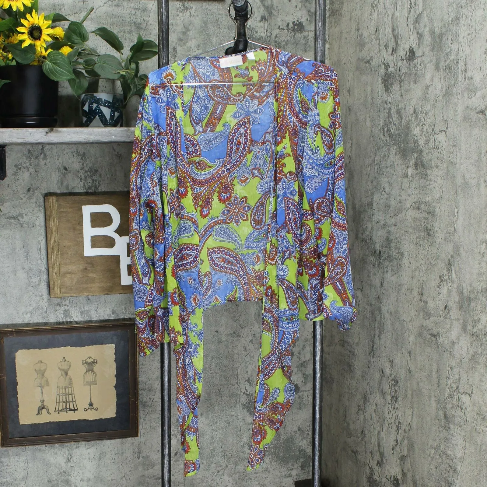 Belle by Kim Gravel Plus Paisley Tie Front Blouse And Tank Top Set