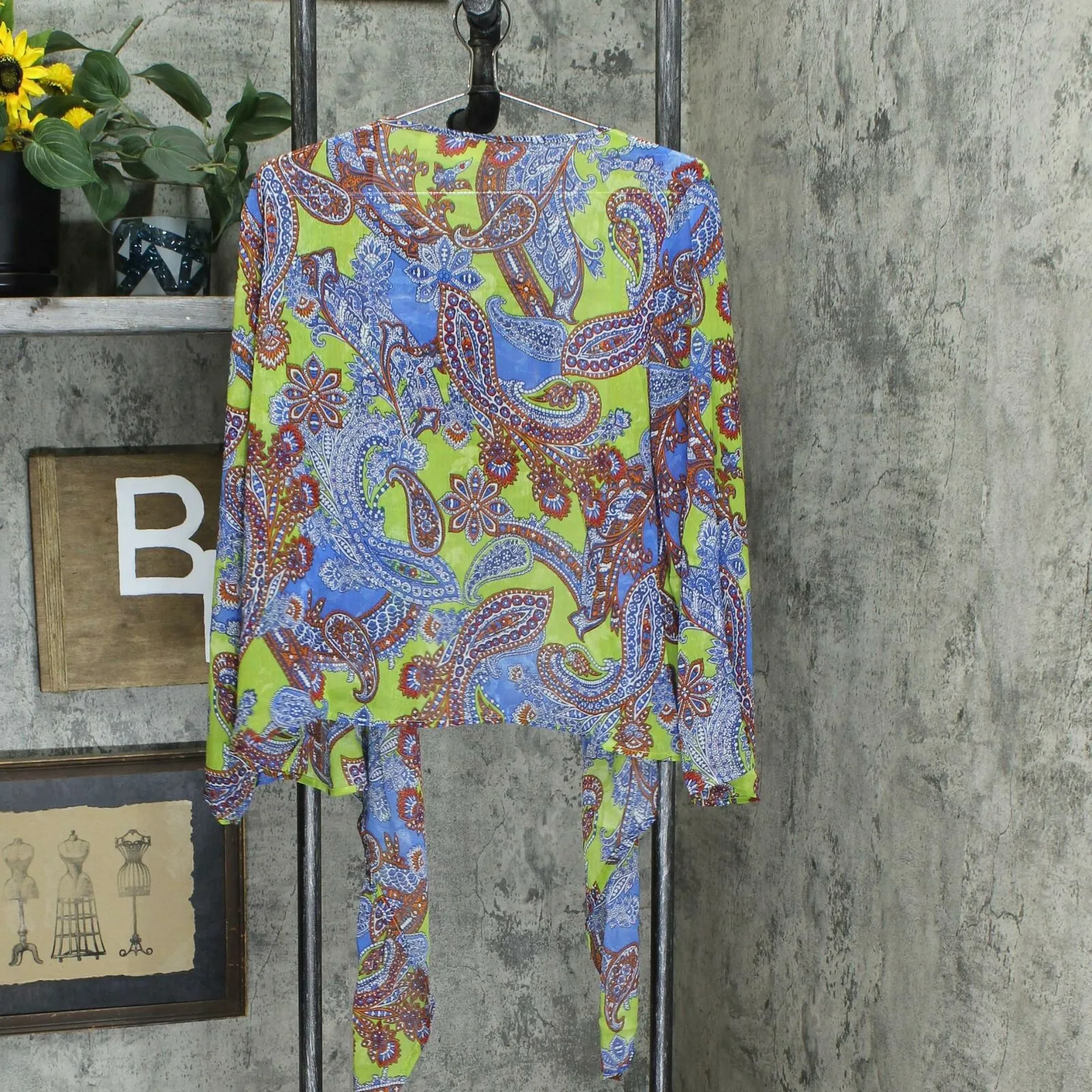 Belle by Kim Gravel Plus Paisley Tie Front Blouse And Tank Top Set