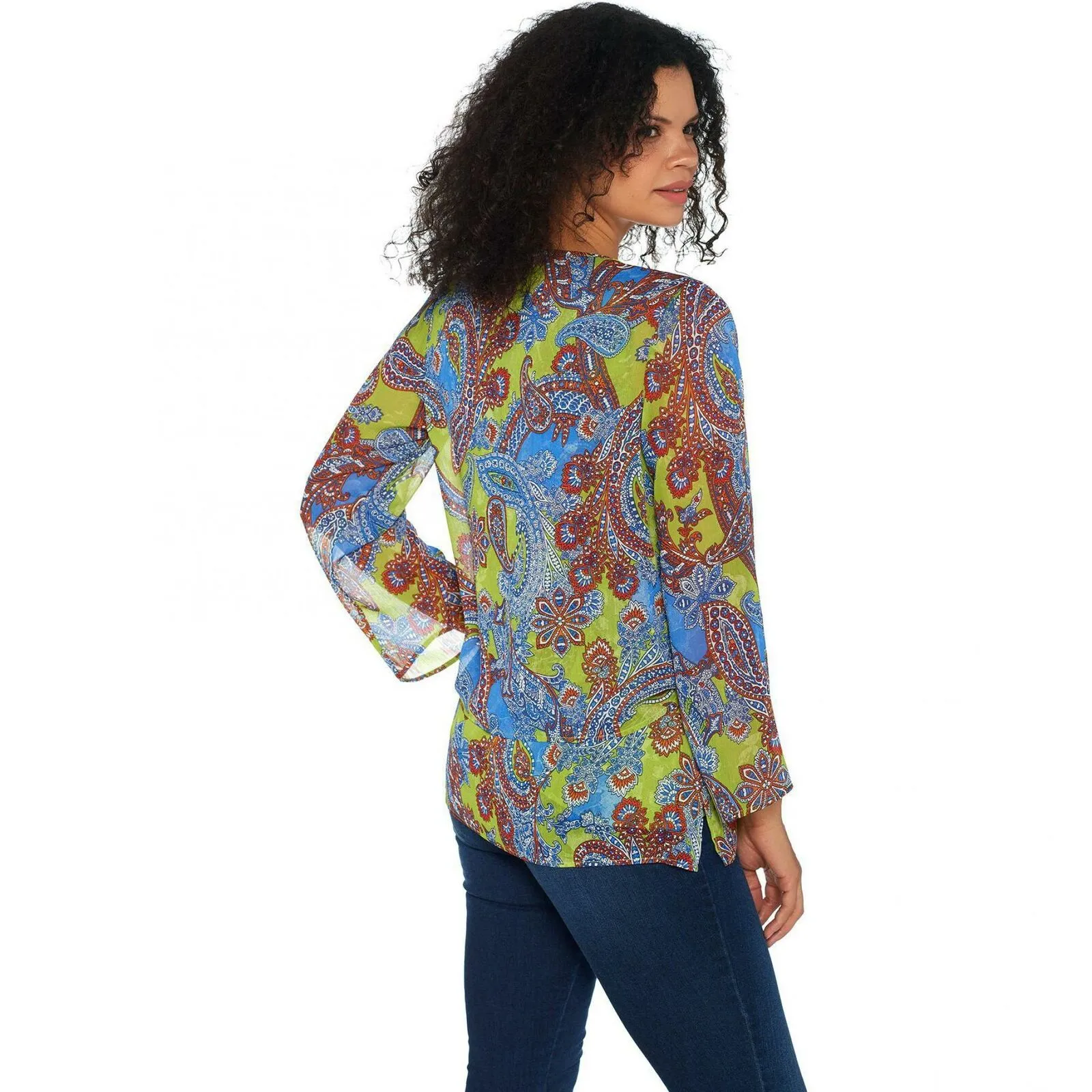 Belle by Kim Gravel Plus Paisley Tie Front Blouse And Tank Top Set