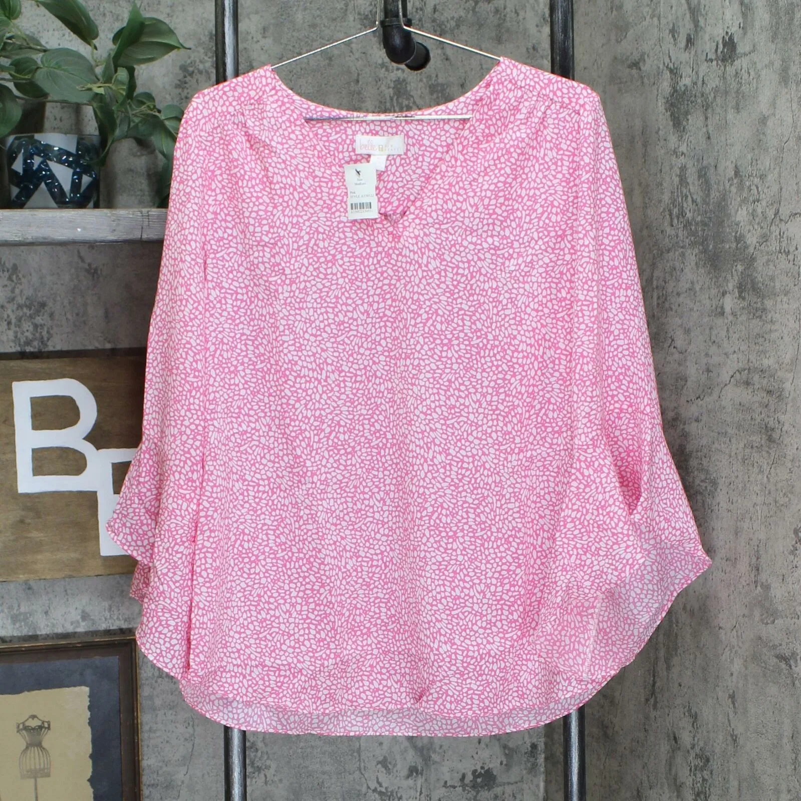 Belle by Kim Gravel Women's Flutter Sleeve V-Neck Blouse