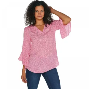 Belle by Kim Gravel Women's Flutter Sleeve V-Neck Blouse