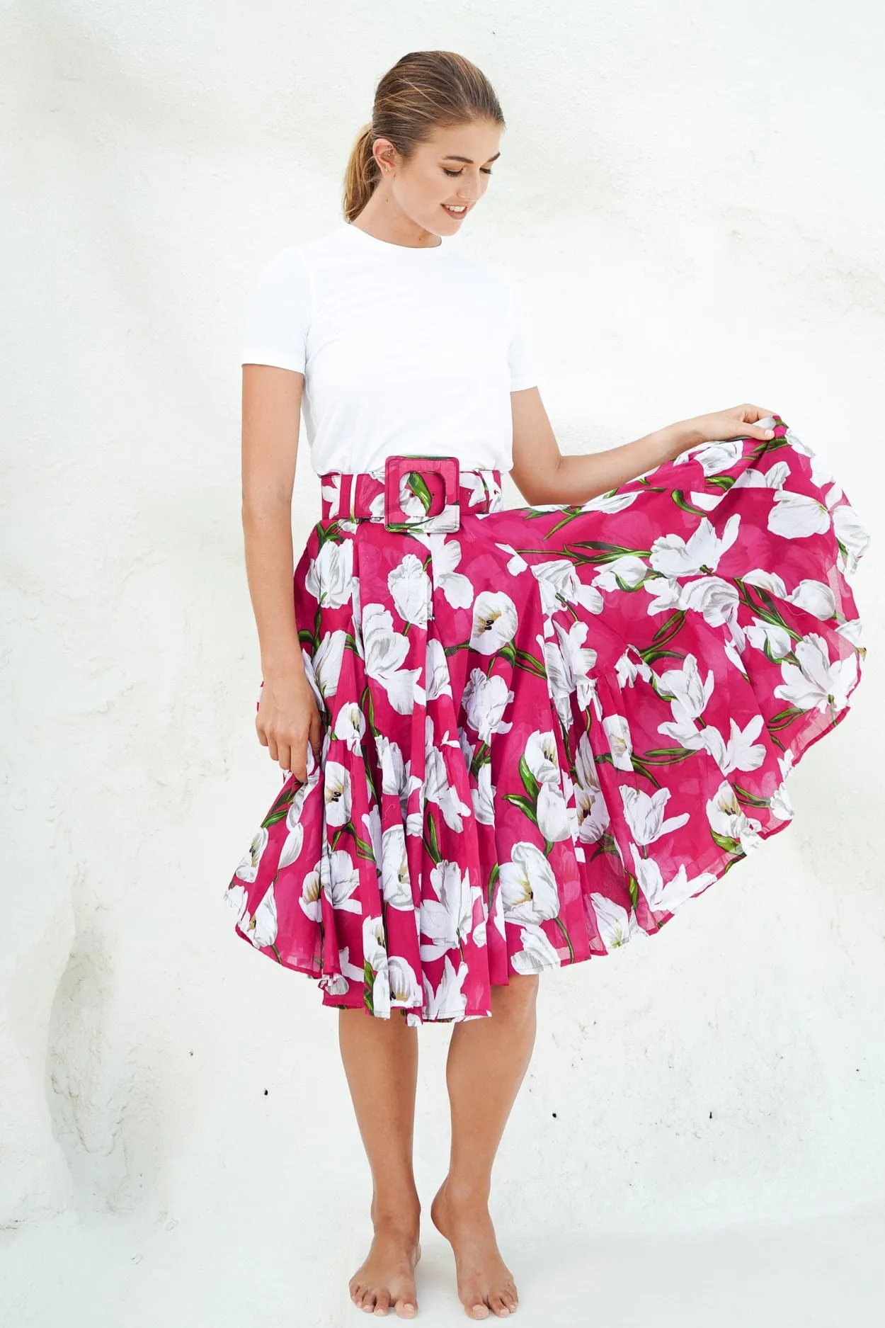 Birdy Skirt #2 Cotton Musola (White Tulip)