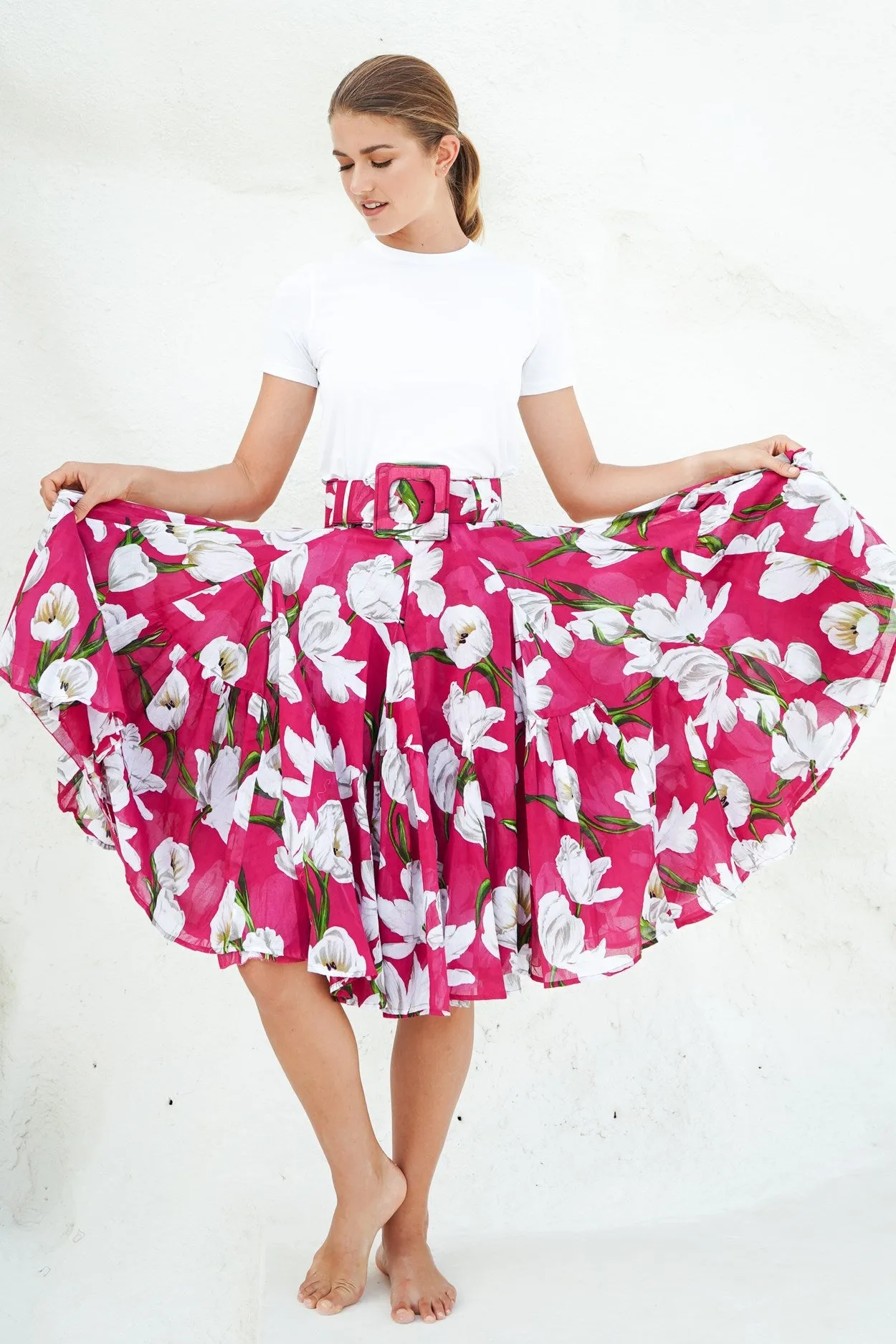 Birdy Skirt #2 Cotton Musola (White Tulip)