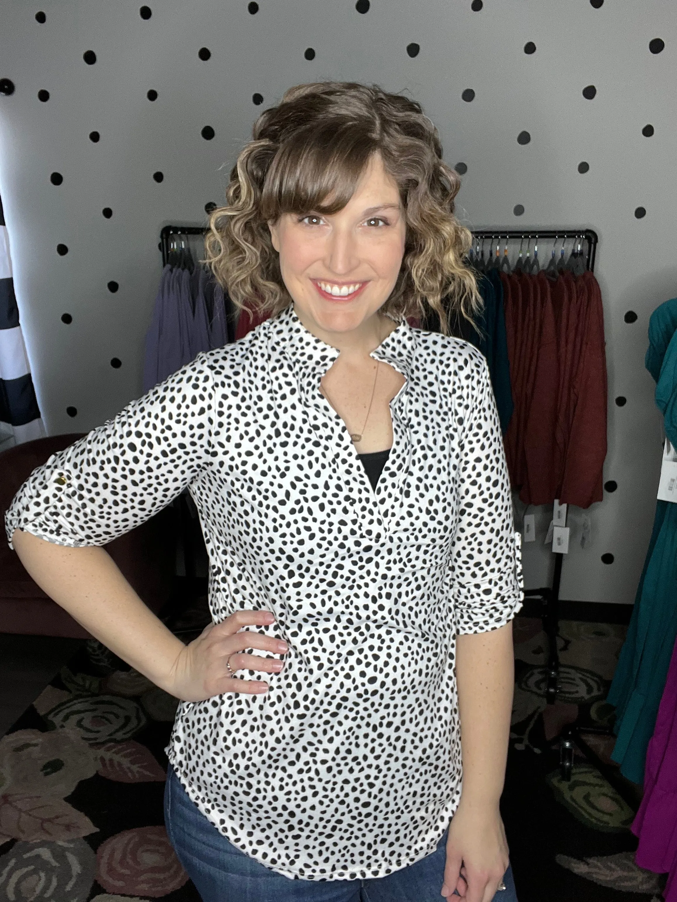 Black & White Spotted Henley