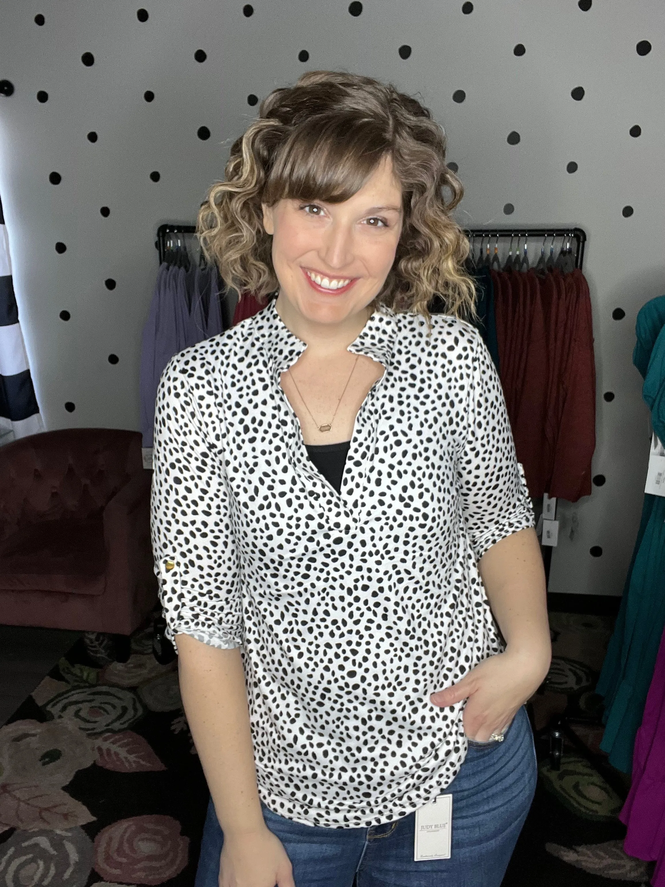 Black & White Spotted Henley