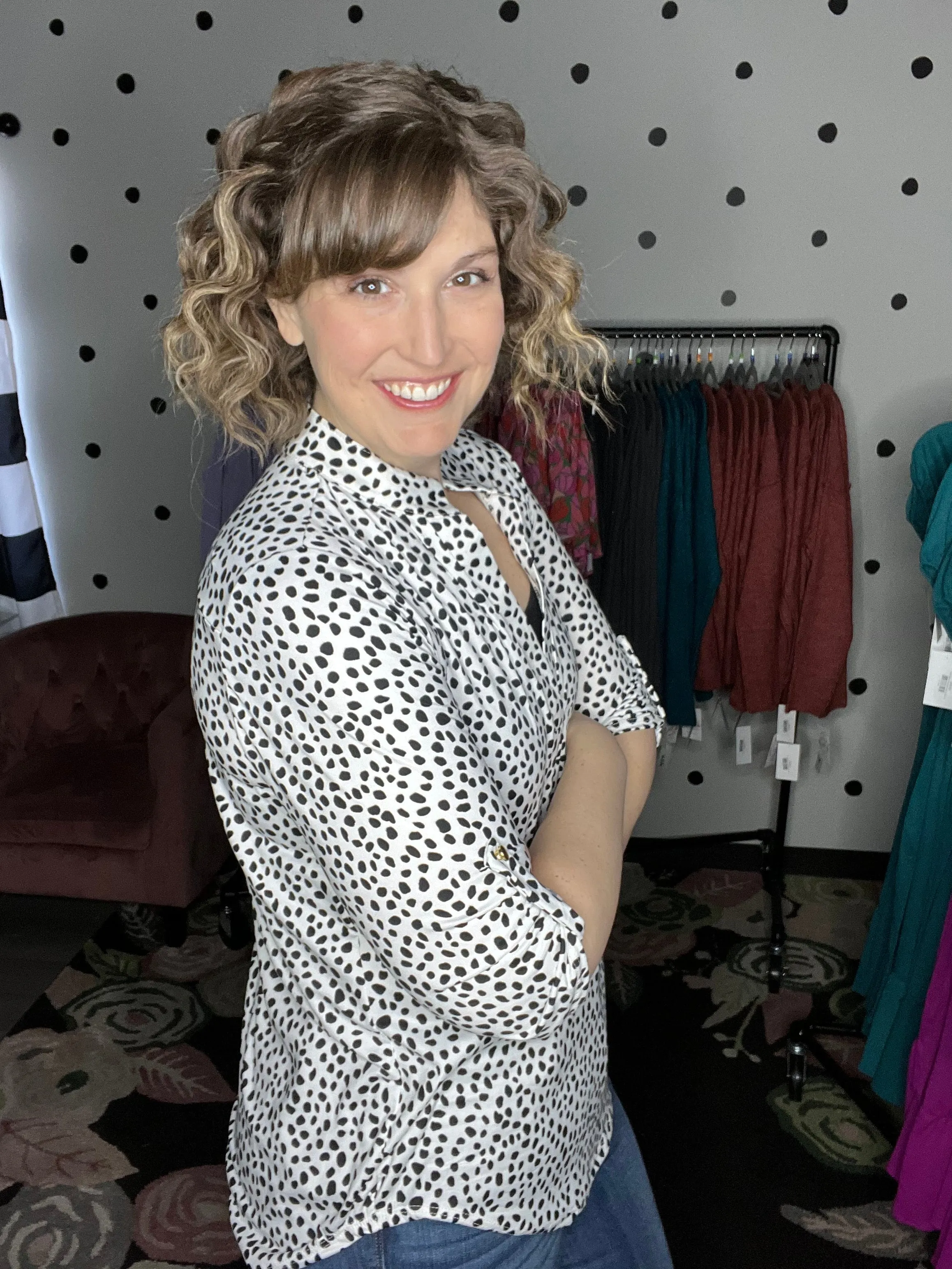 Black & White Spotted Henley