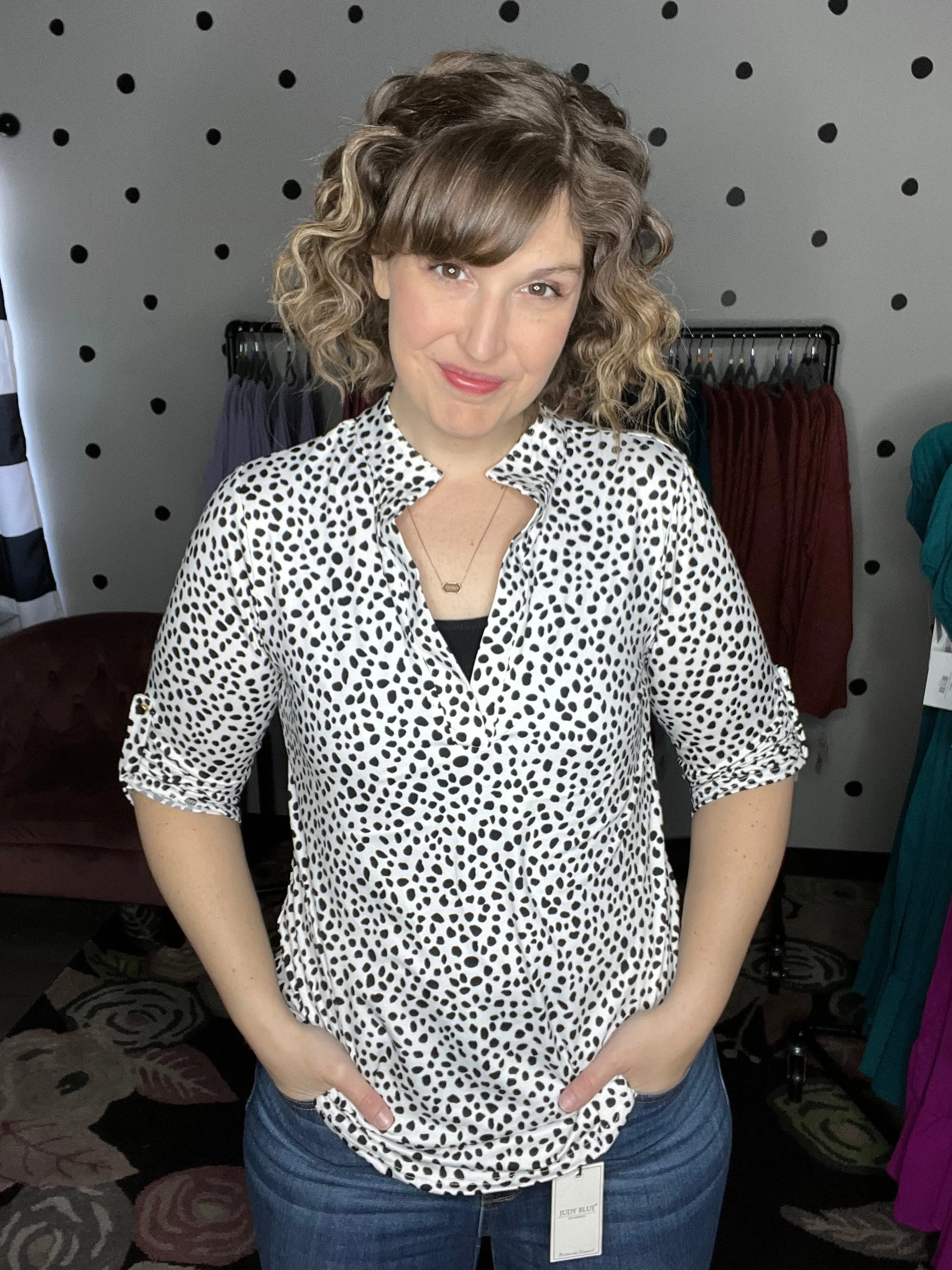 Black & White Spotted Henley