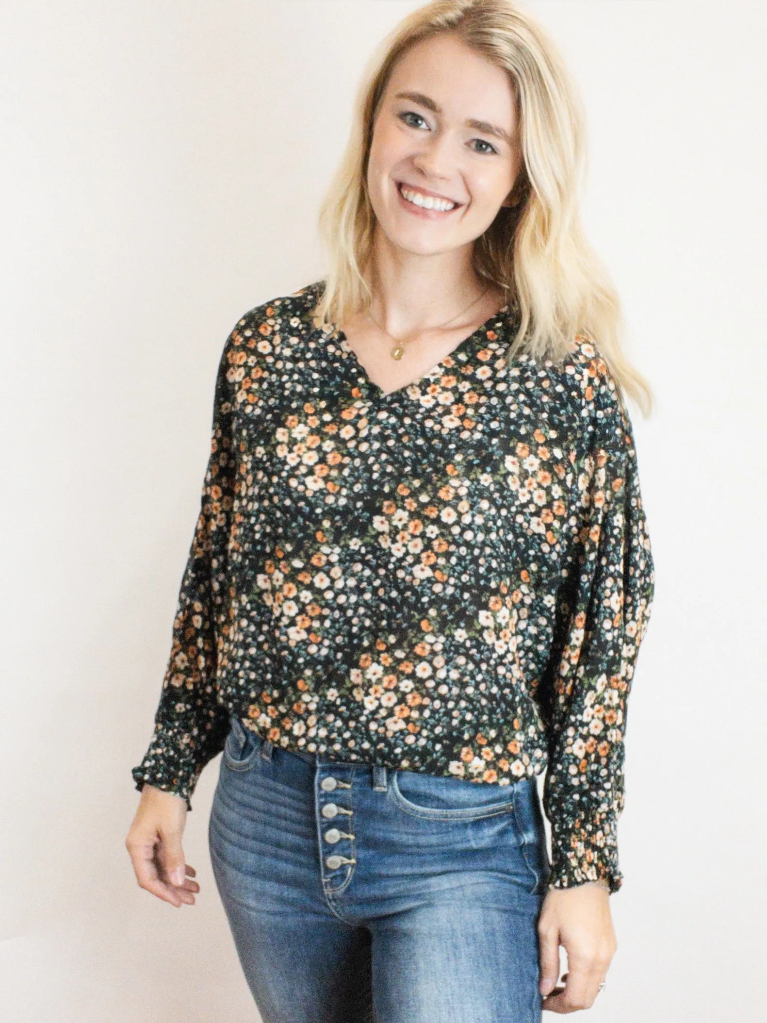 Black Floral Blouse