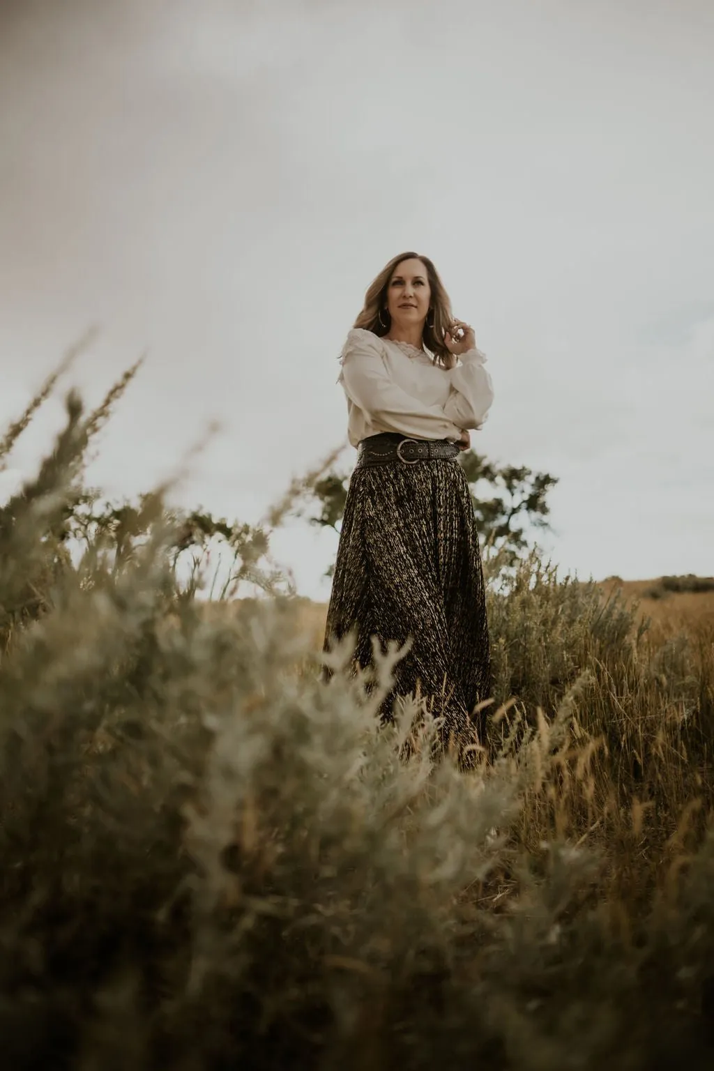 Black, Gold & Silver Pleated Maxi Skirt