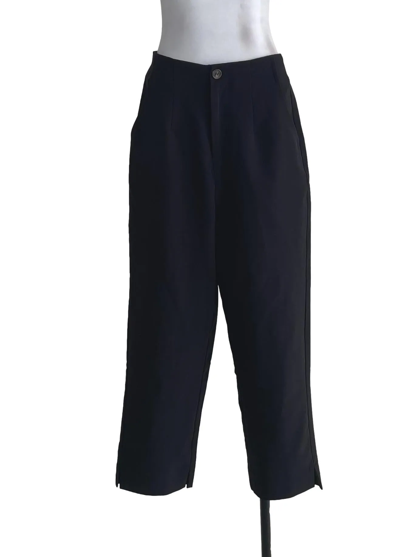 Black High-Rise Straight Trousers