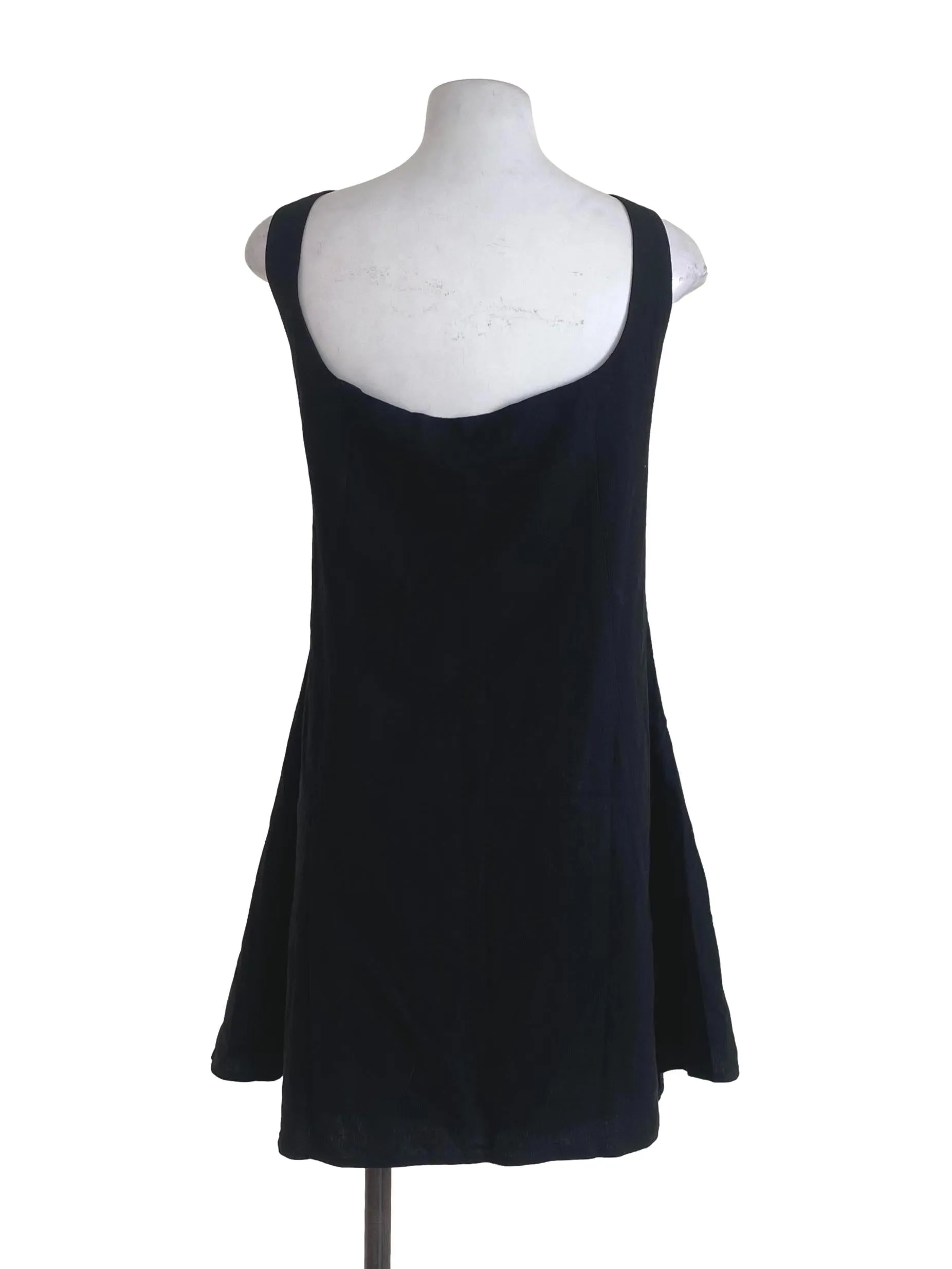 Black Linen Flare Mini Dress