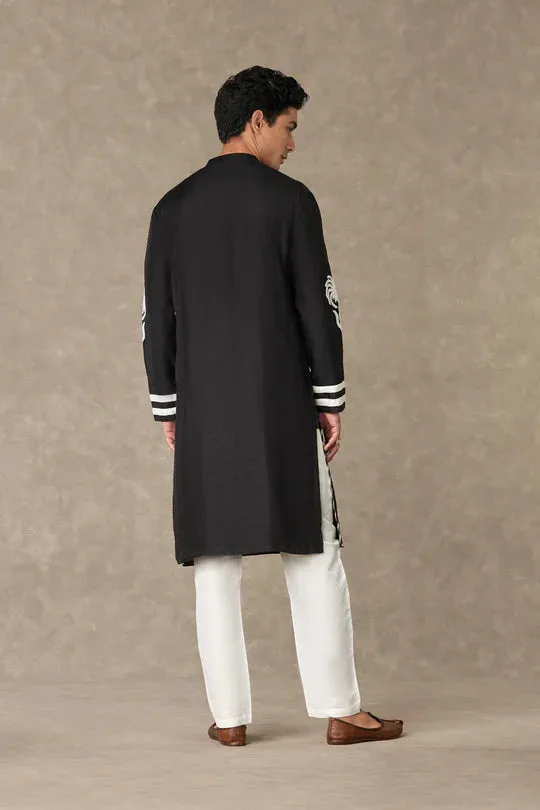 Black Shajara Kurta With Pants
